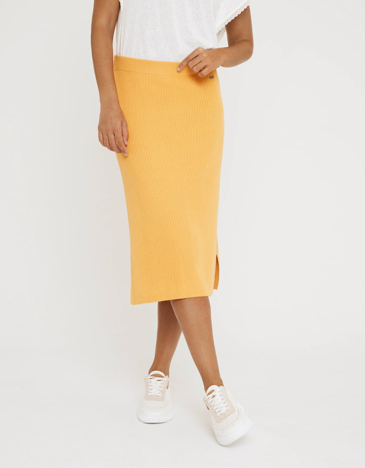 koala bay Falda Midi Botones Mostaza - Erepit Oferta exclusiva
