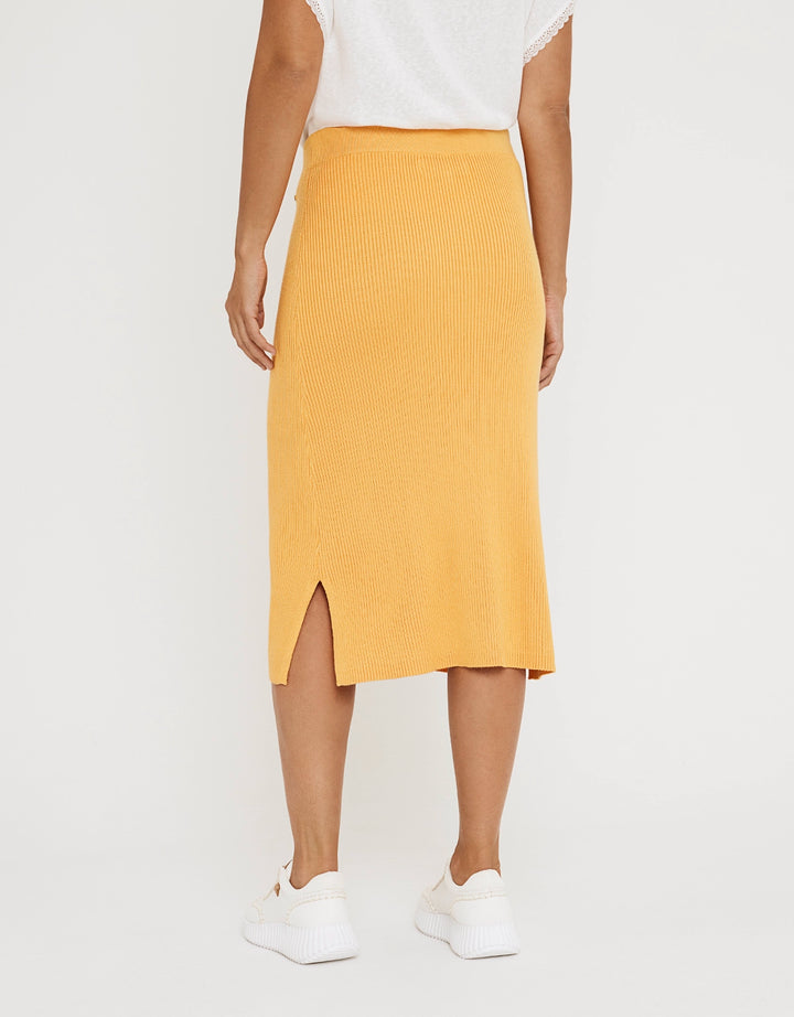 koala bay Falda Midi Botones Mostaza - Erepit Oferta exclusiva