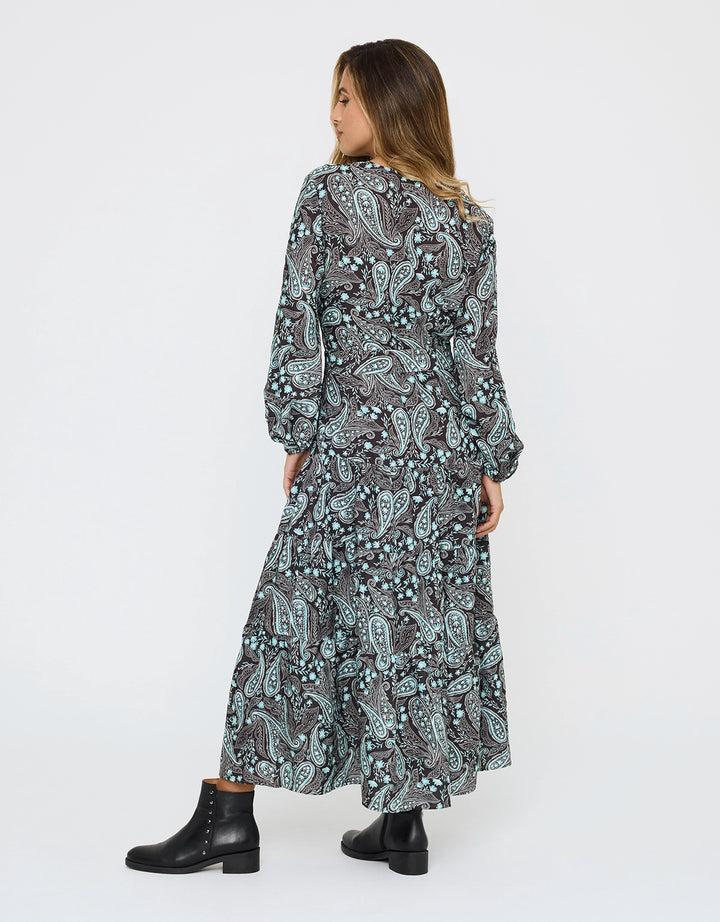 koala bay Vestido Midi Vaporoso Negro - Lunarda Venta caliente