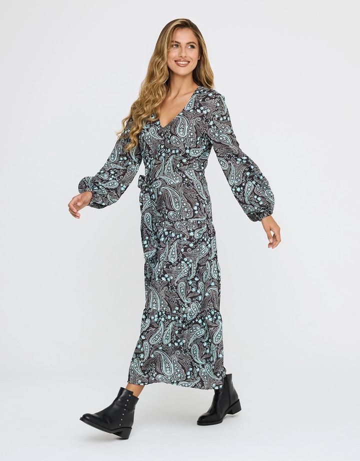 koala bay Vestido Midi Vaporoso Negro - Lunarda Venta caliente