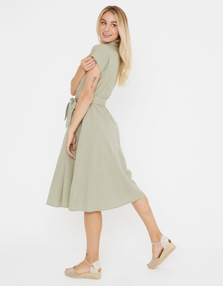 koala bay Vestido Midi Cuello Camisa - Karin Precio de fábrica