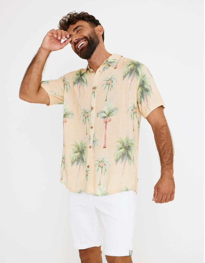 koala bay Camisa Manga Corta Estampado Palmeras - Dates Ventas relámpago