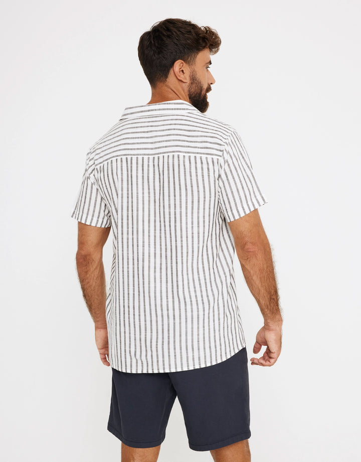 koala bay Camisa Rayas Manga Corta Negro - Rayred Descuento