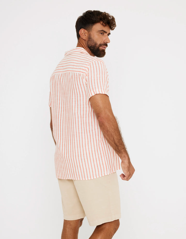 koala bay Camisa Rayas Manga Corta Rojo - Rayred Tienda