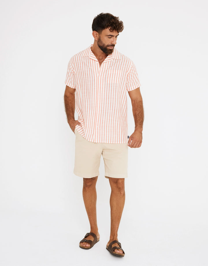 koala bay Camisa Rayas Manga Corta Rojo - Rayred Tienda