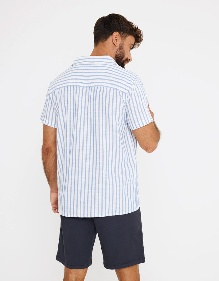 koala bay Camisa Rayas Manga Corta Azul - Rayred Tienda