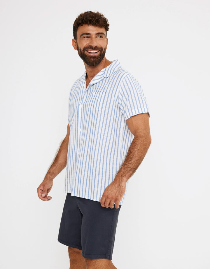 koala bay Camisa Rayas Manga Corta Azul - Rayred Tienda