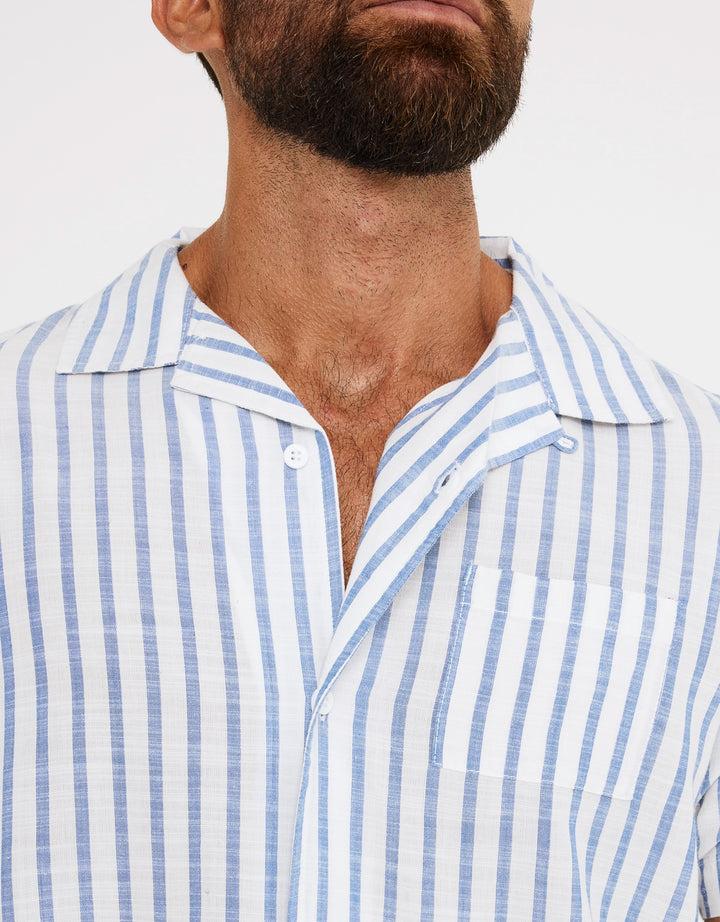 koala bay Camisa Rayas Manga Corta Azul - Rayred Tienda