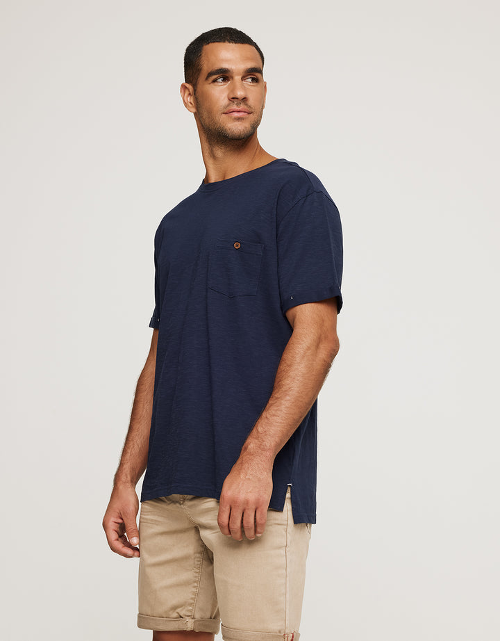 koala bay Camiseta Manga Corta Azul Marino - Button Oferta especial de fábrica