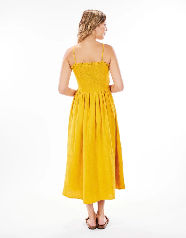 koala bay Vestido Largo Algodón Mostaza - Bibin Tienda