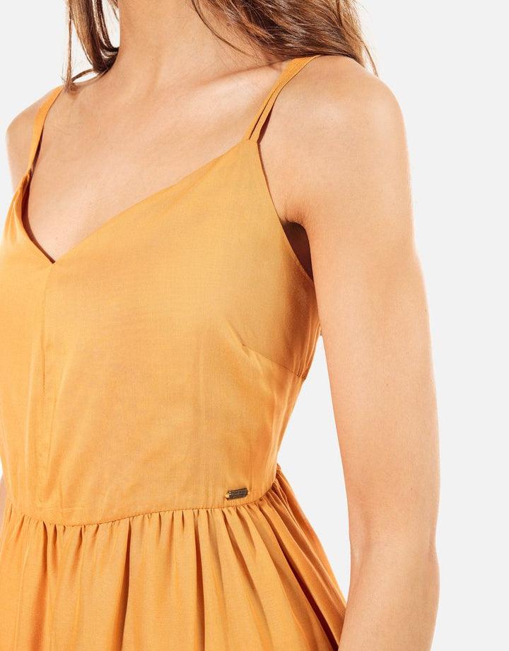 koala bay Vestido Corto Mostaza - Dressy Rebajas online
