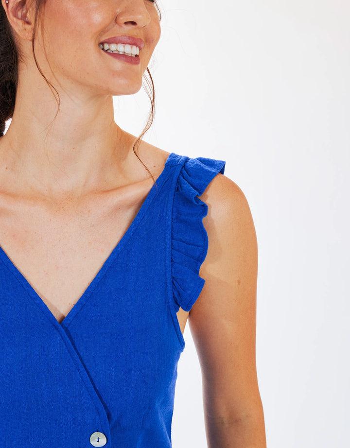 koala bay Vestido Corto Tirantes y Botones Azul - Sami En oferta