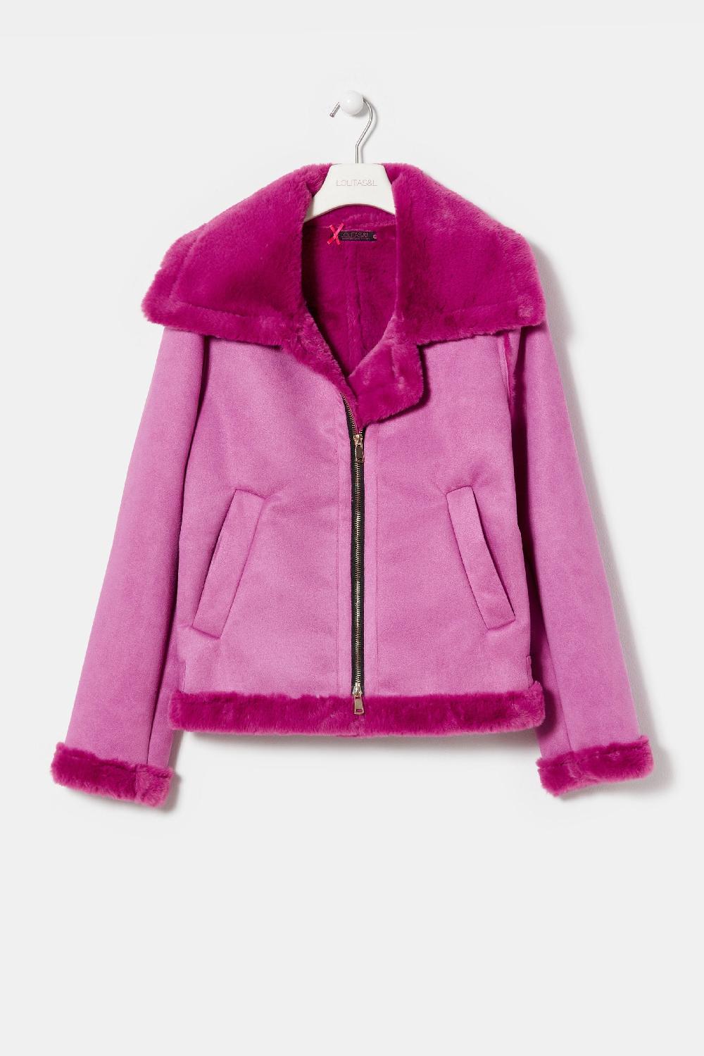 lolitas&l Chaqueta rosa piel vuelta con cremallera LolitayL 2025