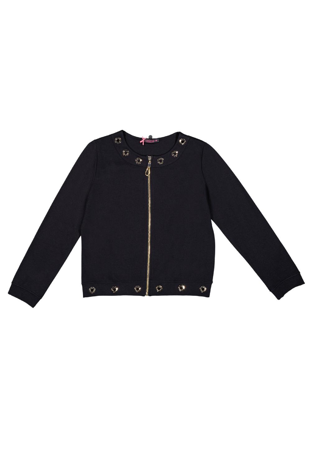 lolitas&l Chaqueta negra cremallera con aros dorados Lolitas&L Descuento