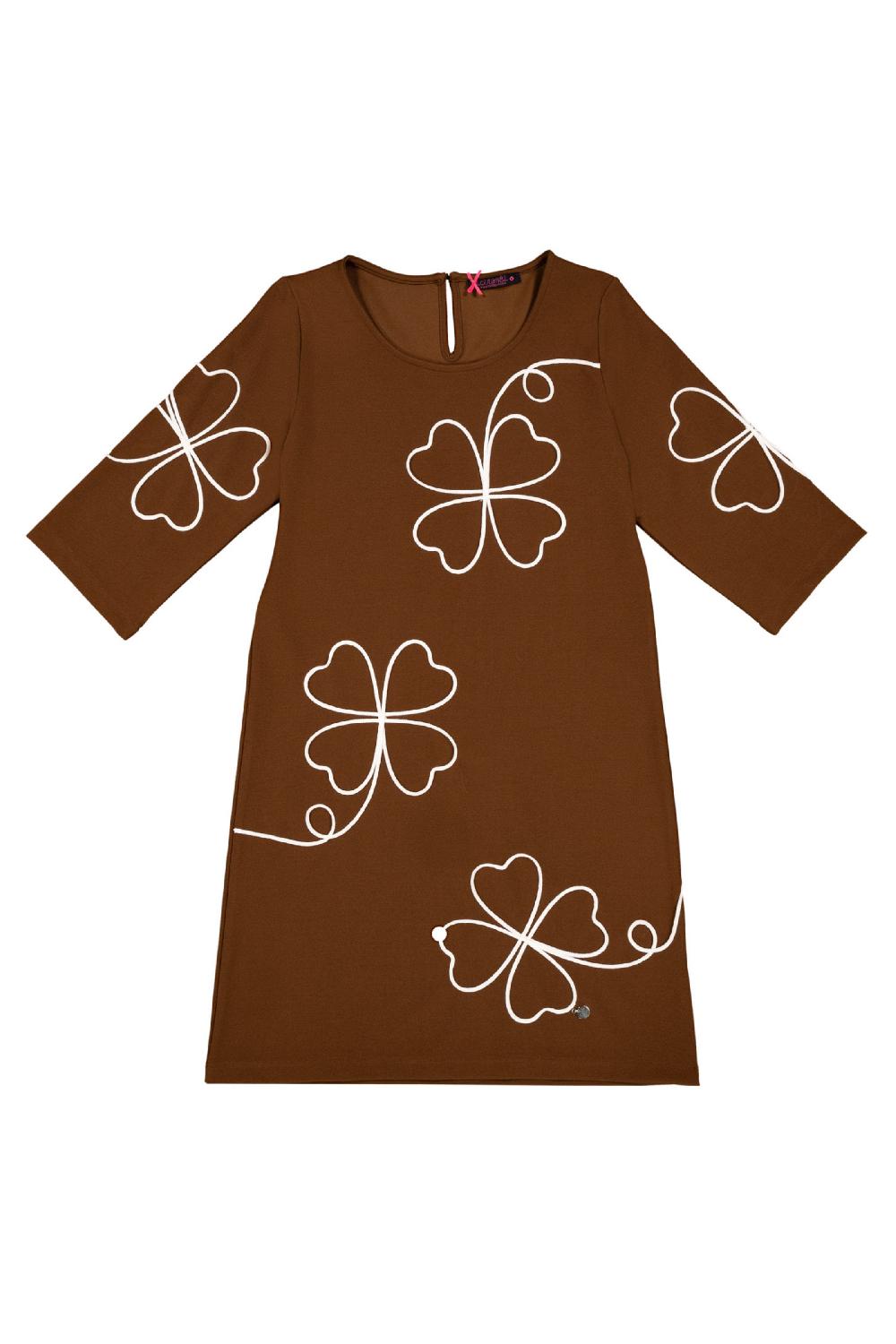 lolitas&l Vestido marron maxi con bordado flor en contraste Lolitas&L Superdescuento