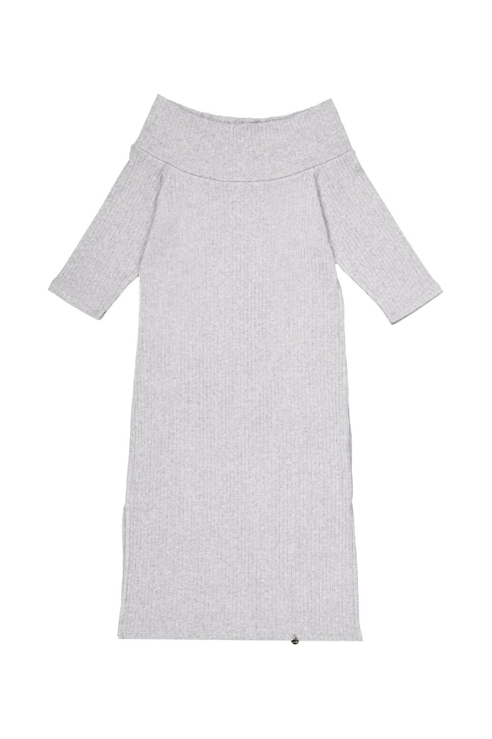 lolitas&l Vestido gris punto jacquard largo palabra de honor Lolitas&L Grandes descuentos