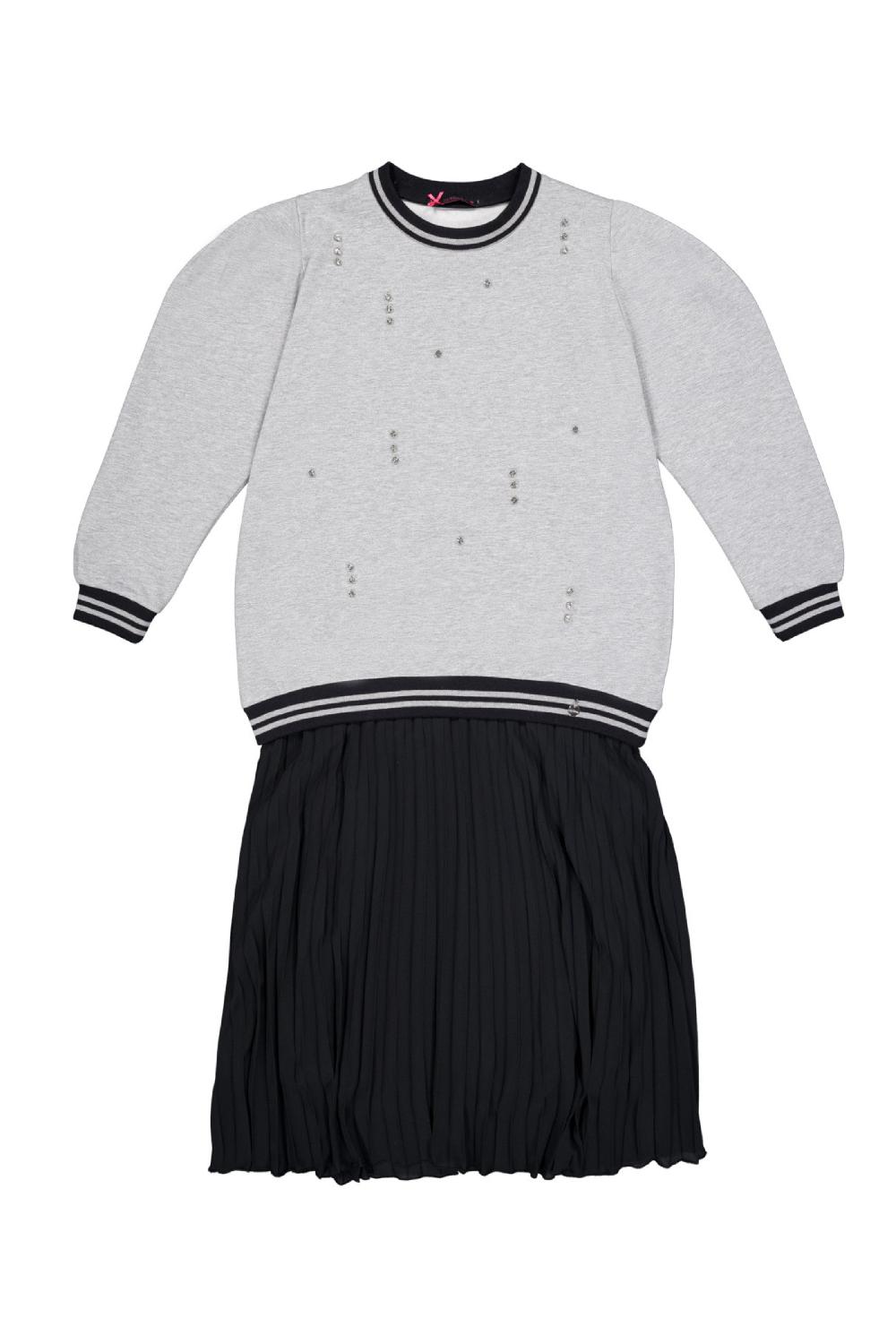 lolitas&l Vestido mixto sudadera gris falda plisada Lolitas&L Tienda de fábrica
