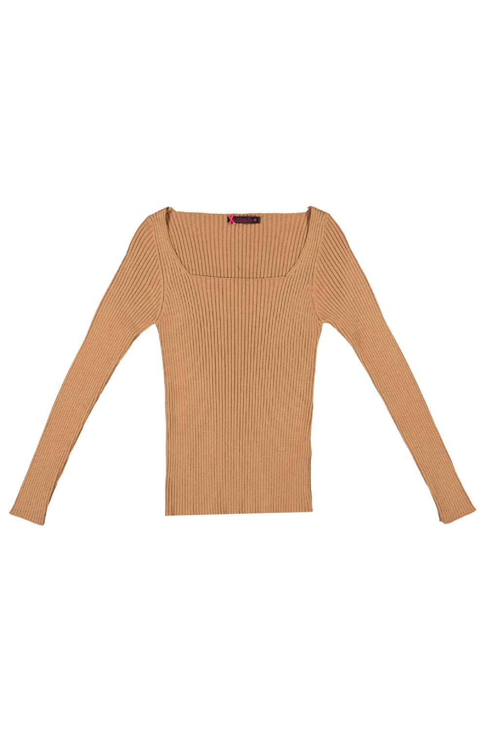 lolitas&l Suéter punto canale beige ajustado escote cuadrado Lolitas&L En oferta