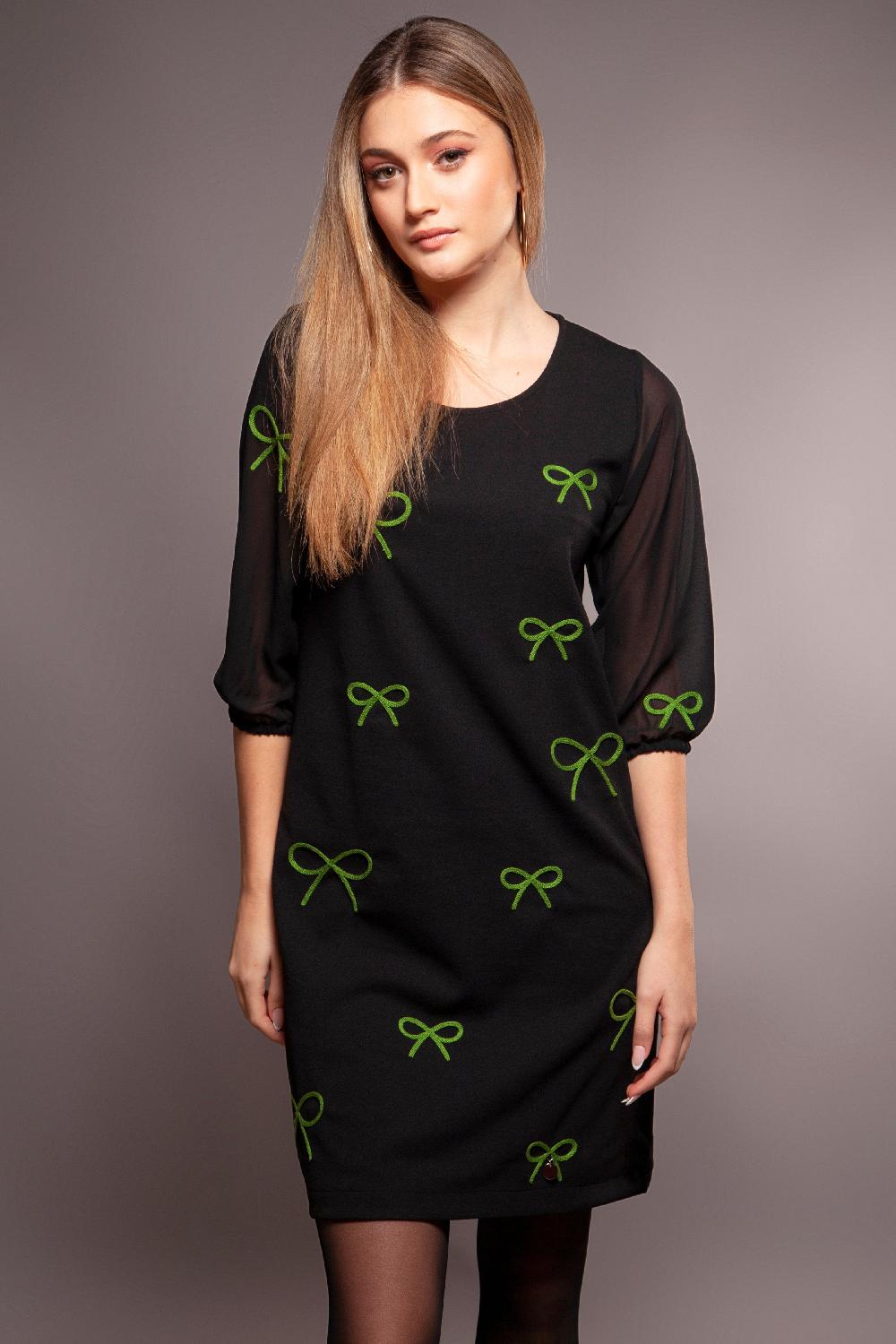 lolitas&l Vestido negro lazos verdes bordados Lolitas&L Devoluciones gratuitas