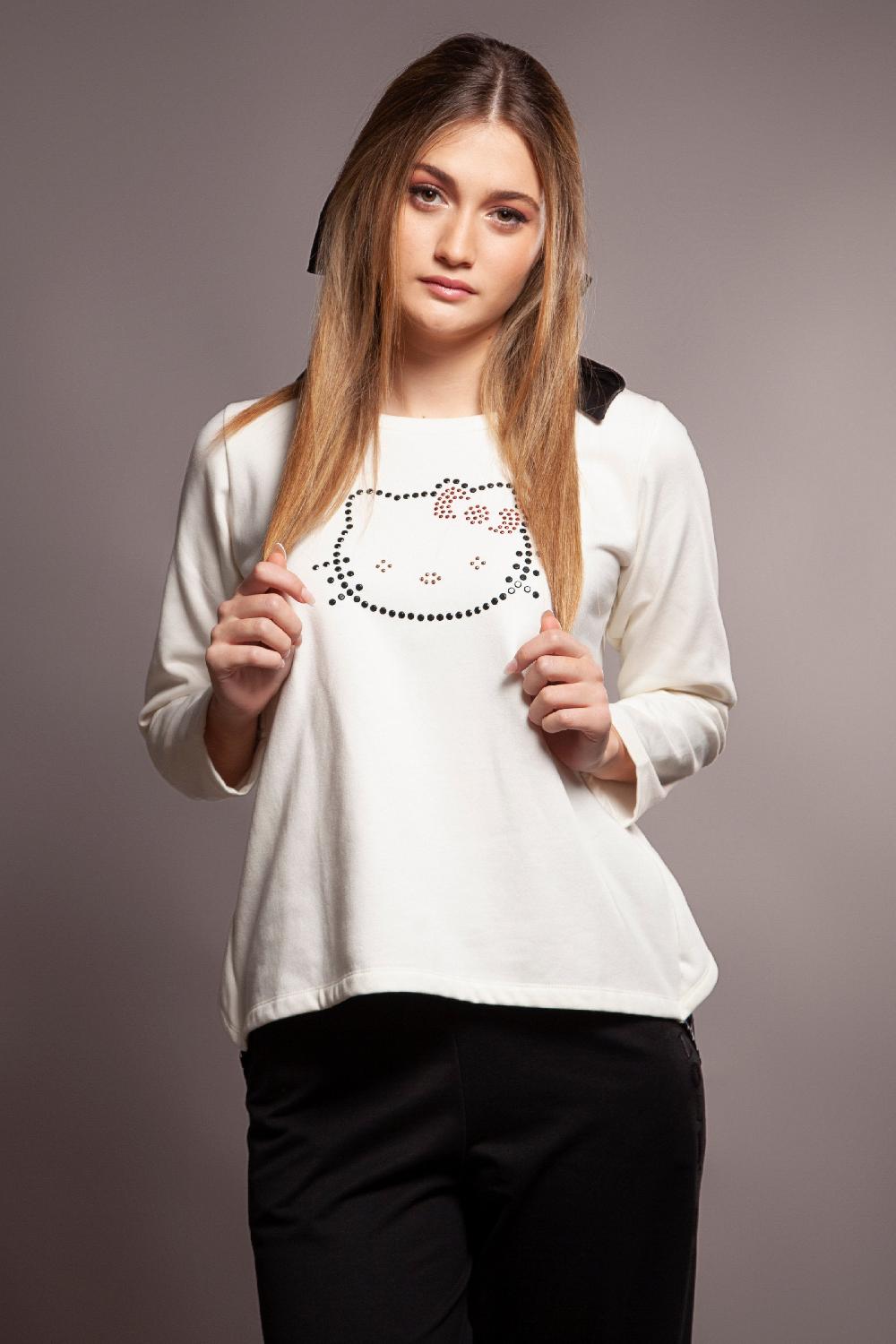 lolitas&l Camiseta blanca motivo kitty con quilla en la espalda Lolitas&L En línea