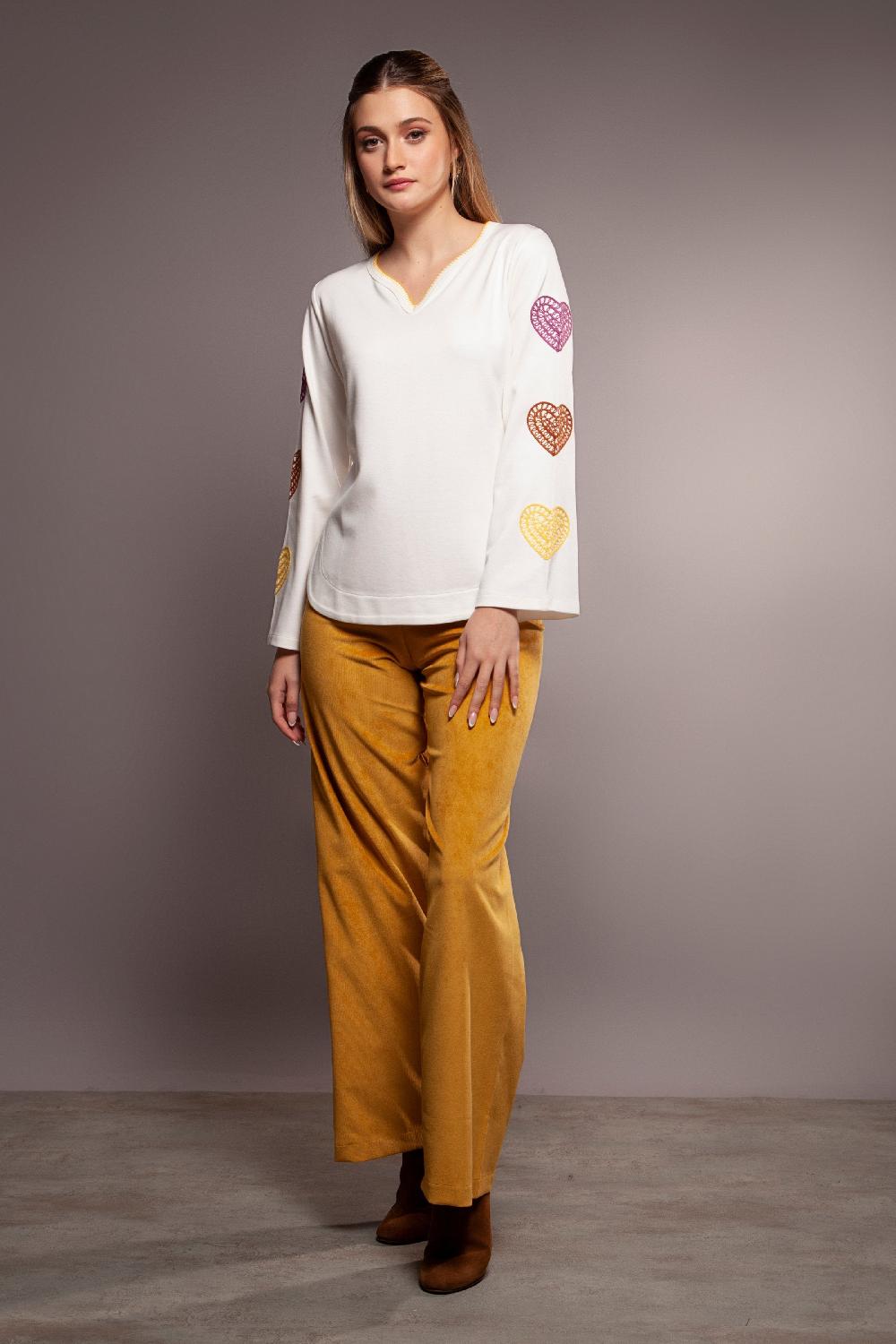 lolitas&l Sudadera blanca corazones bordados multicolor en mangas Lolitas&L COMPRAR AHORA