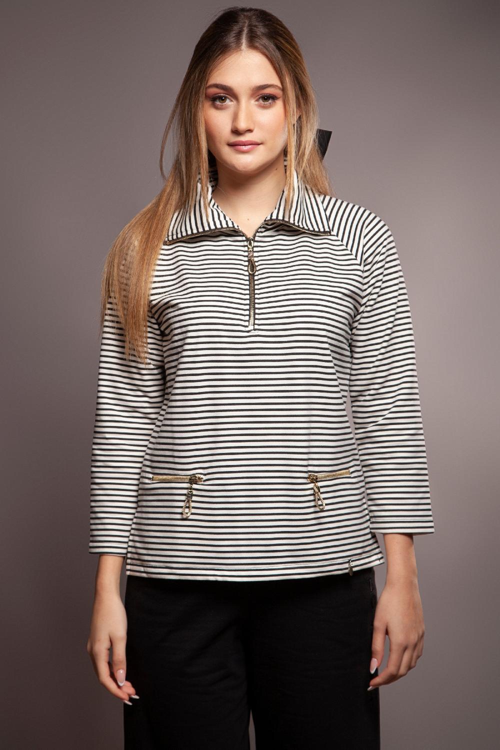 lolitas&l Sudadera blanca rayas con cremallera Lolitas&L Oferta especial de fábrica
