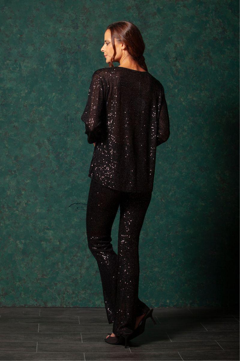 lolitas&l Camiseta negra lentejuelas escote en uve LolitasyL Superdescuento