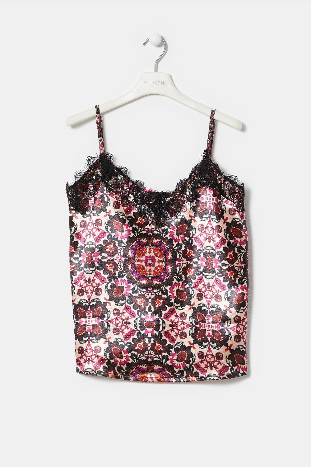 lolitas&l Top saten estampado Carpet tirantes con puntilla LolitasyL Envío internacional gratuito