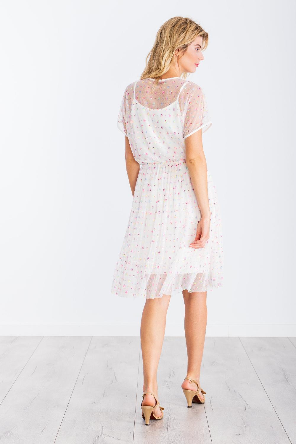 lolitas&l Vestido blanco corto translucido estampado flores LolitasyL Rebajas