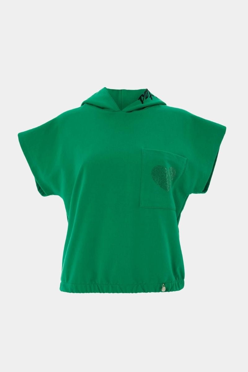 lolitas&l Sudadera verde corta capucha logo En oferta