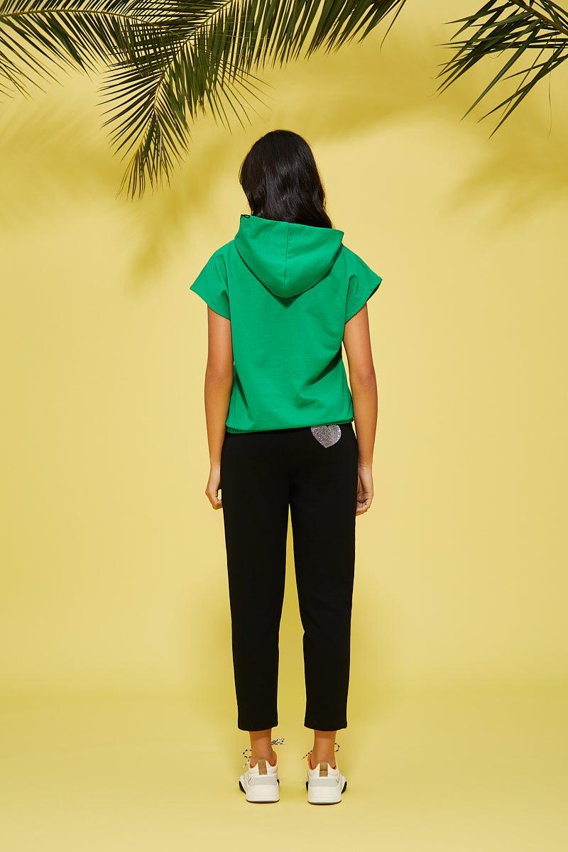 lolitas&l Sudadera verde corta capucha logo En oferta