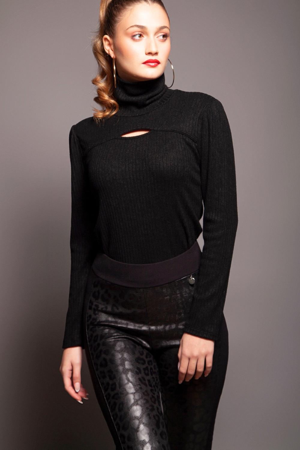 lolitas&l Pantalon negro polipiel animal print ajustado Lolitas&L Tienda