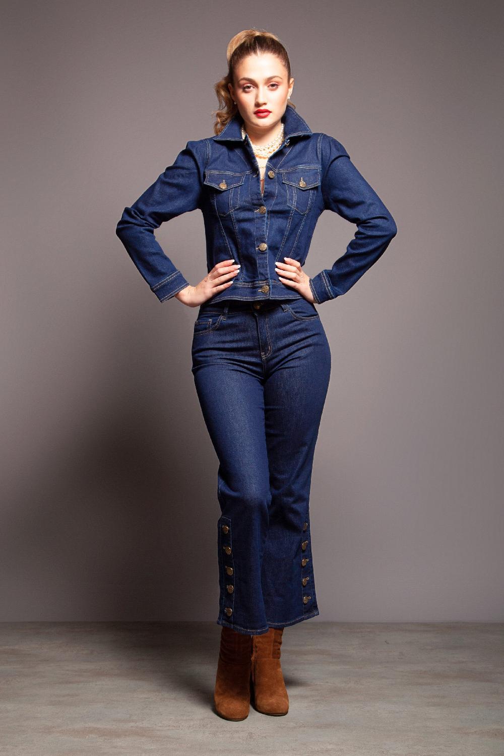 lolitas&l Pantalon vaquero botones pierna azul lavado Lolitas&L Rebajas online