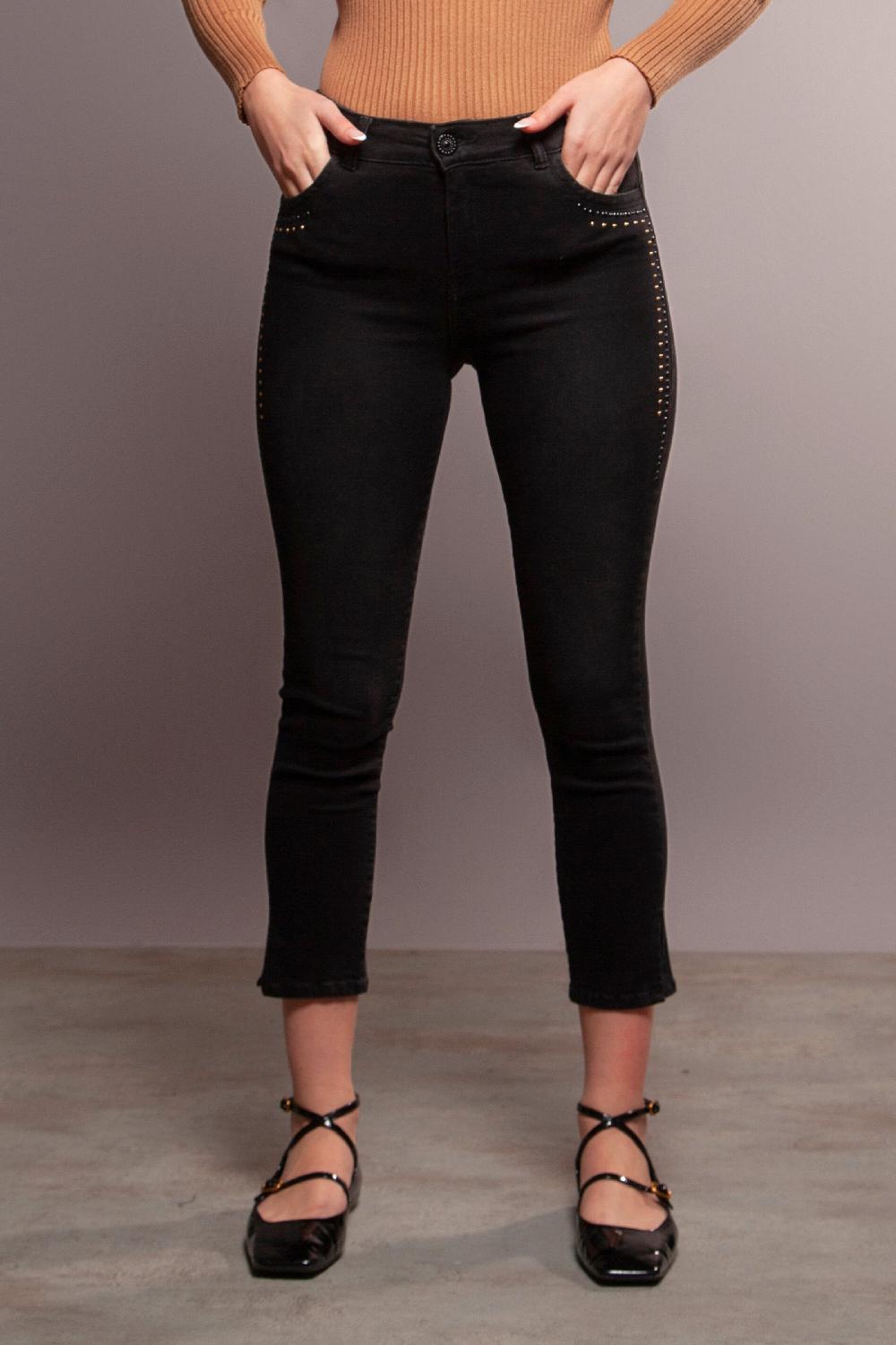 lolitas&l Pantalon vaquero negro pitillo con strass Lolitas&L
