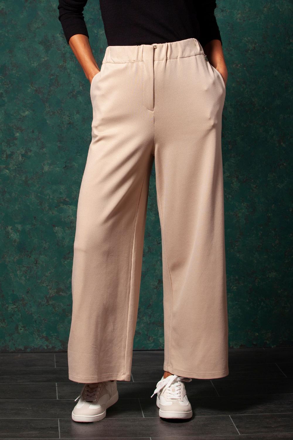 lolitas&l Pantalón beige basico de talle alto con goma y pierna ancha LolitasyL ÚLTIMAS EDICIONES