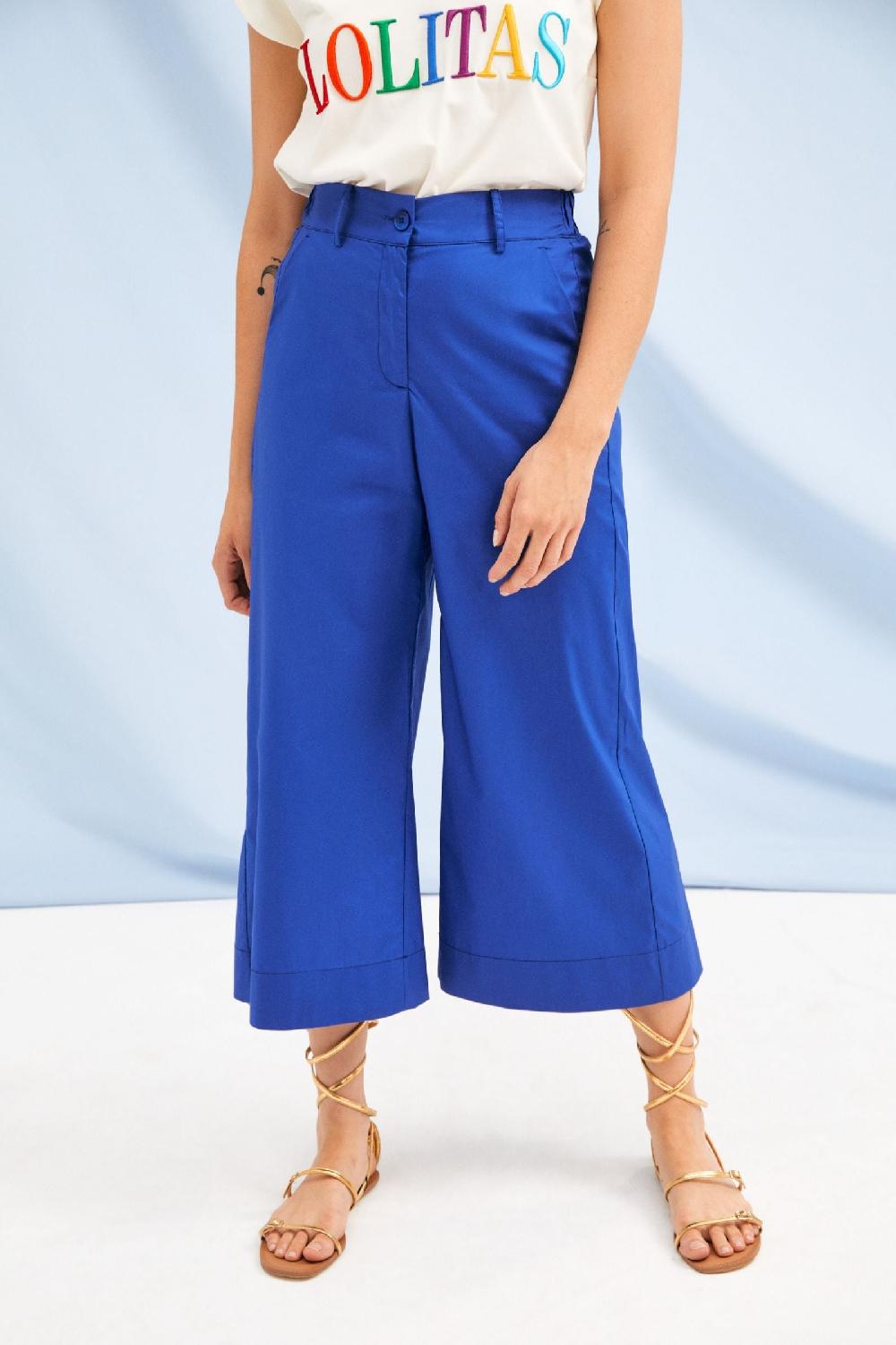 lolitas&l Pantalon azul royal pierna ancha de talle alto LolitasyL