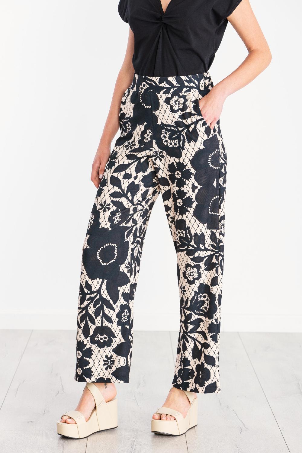 lolitas&l Pantalon estamapado Flawer Dark talle alto LolitasyL