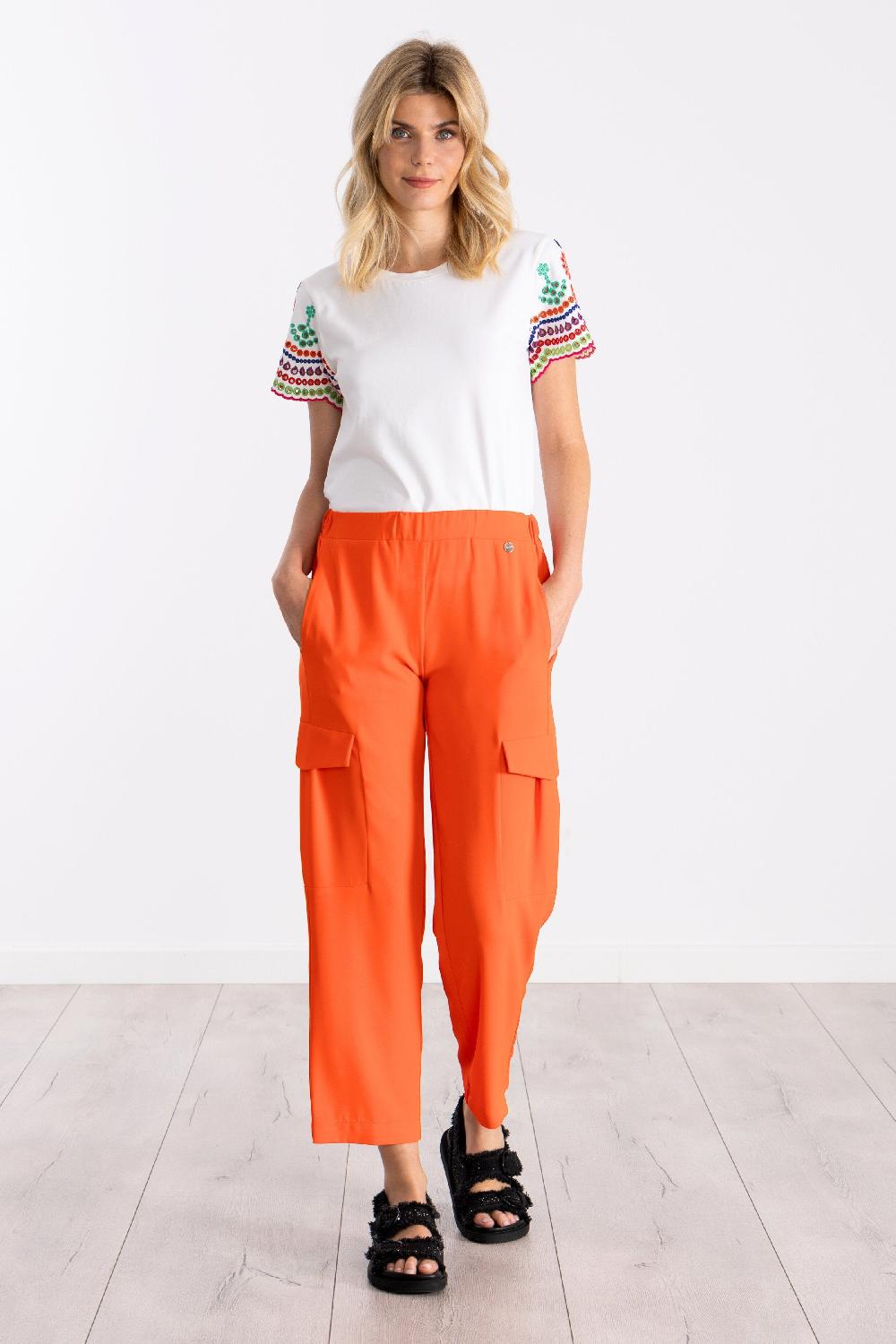 lolitas&l Pantalón naranja bolsillos militares con goma LolitasyL En oferta