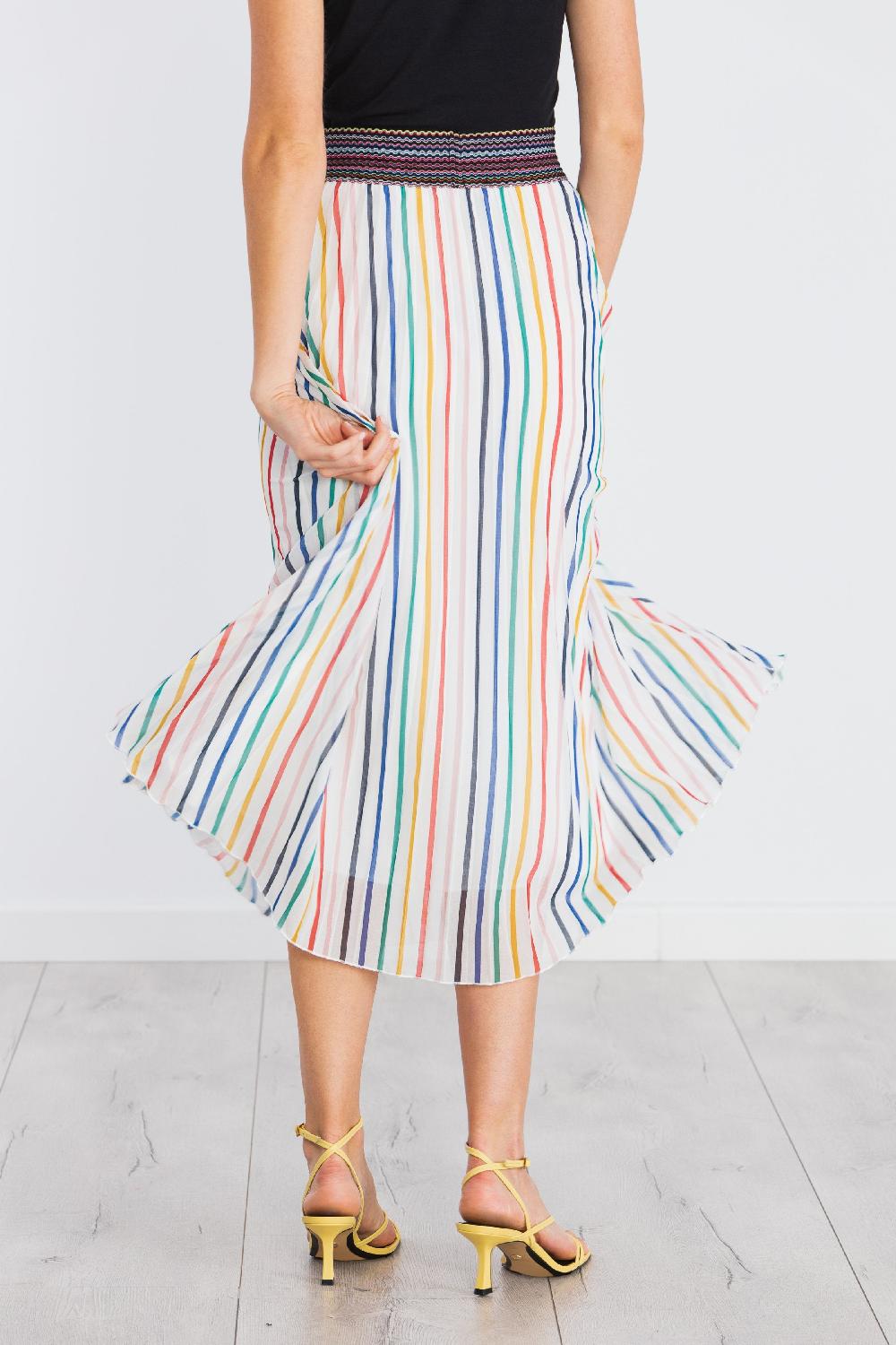 lolitas&l Falda blanca larga estampado rayas multicolor LolitasyL Ofertas de temporada