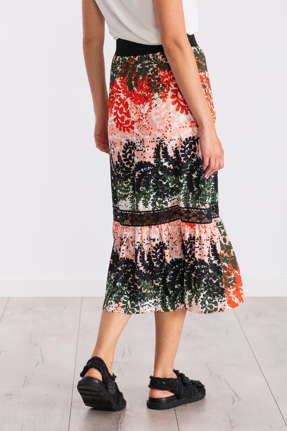 lolitas&l Falda larga estampada Leaves con goma y puntilla LolitasyL Ofertas especiales