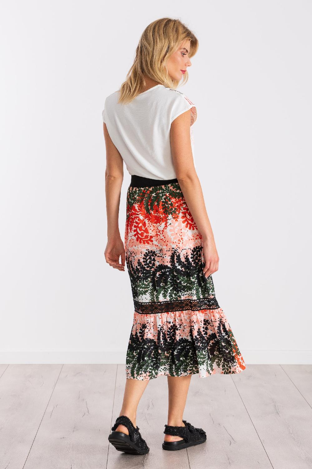 lolitas&l Falda larga estampada Leaves con goma y puntilla LolitasyL Ofertas especiales
