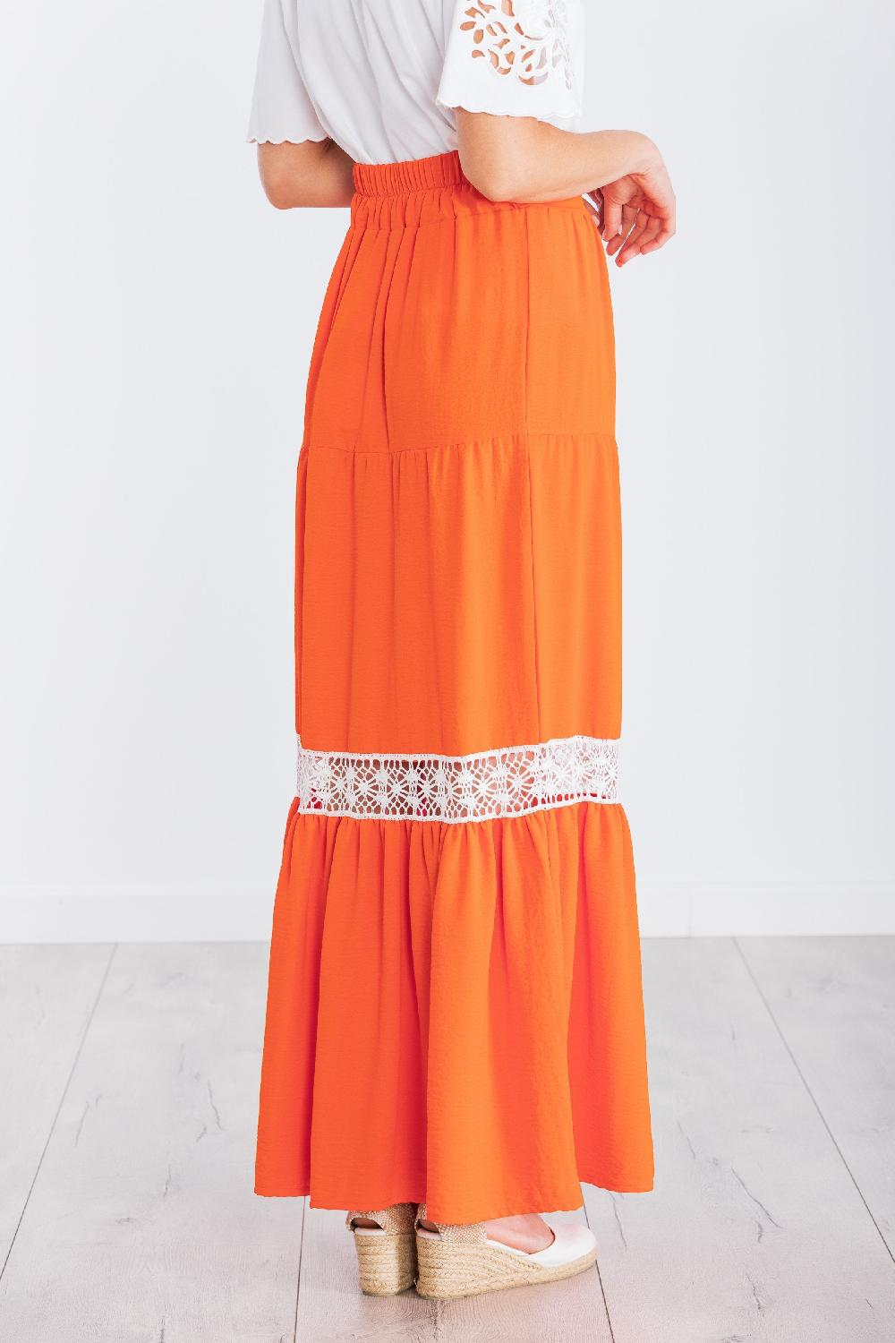 lolitas&l Falda larga naranja cortes con puntilla blanca LolitasyL Grandes ahorros