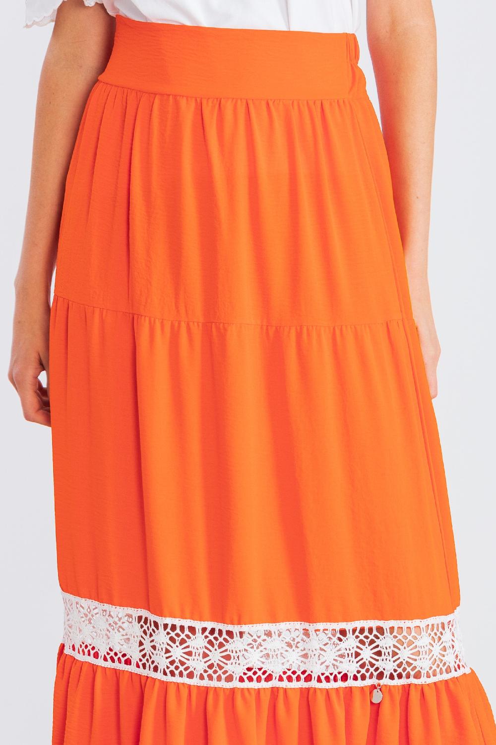 lolitas&l Falda larga naranja cortes con puntilla blanca LolitasyL Grandes ahorros