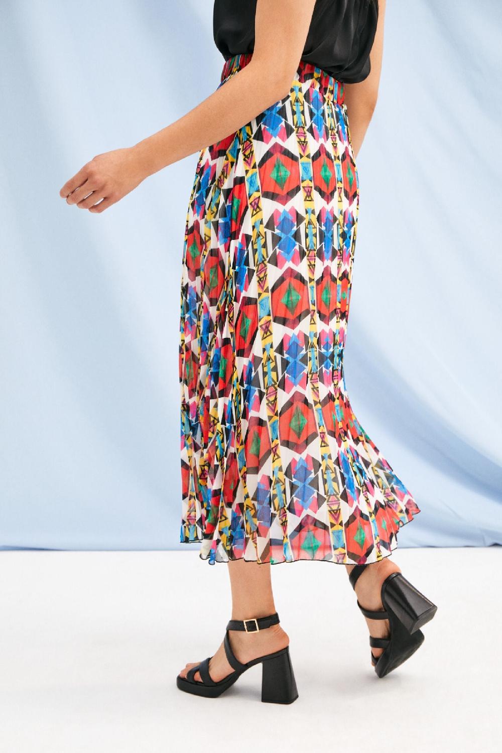 lolitas&l Falda larga plisada con estampado etnico Lolitas&L Precio ultrabajo