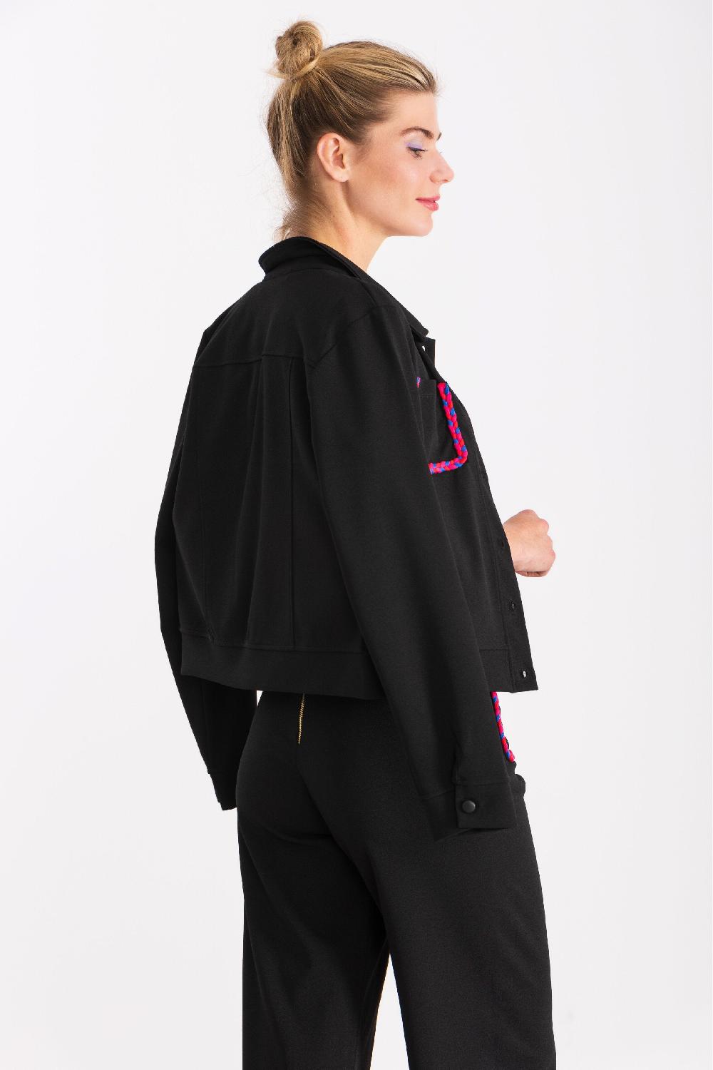 lolitas&l Chaqueta negra con bolsillos trenzados en fucsia LolitasyL Devoluciones gratuitas