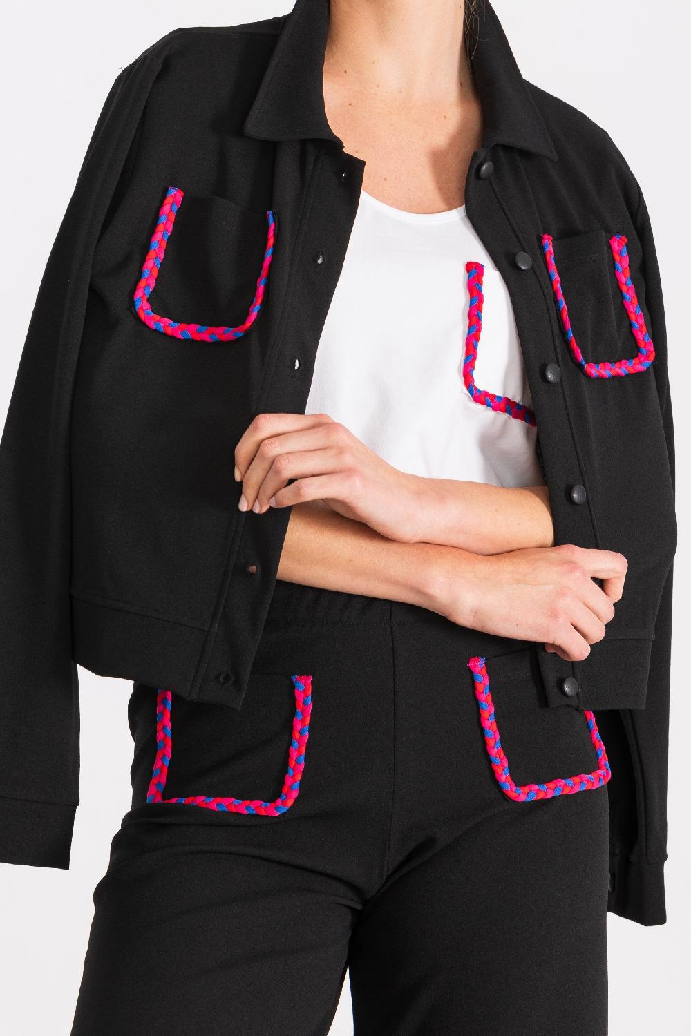 lolitas&l Chaqueta negra con bolsillos trenzados en fucsia LolitasyL Devoluciones gratuitas