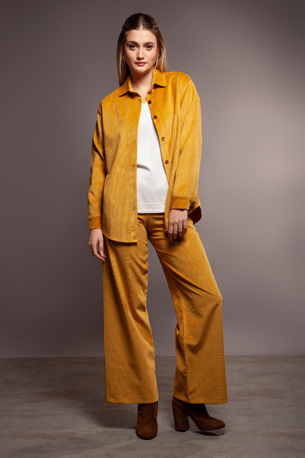 lolitas&l Camisa mostaza larga ante botones dorados Lolitas&L En oferta