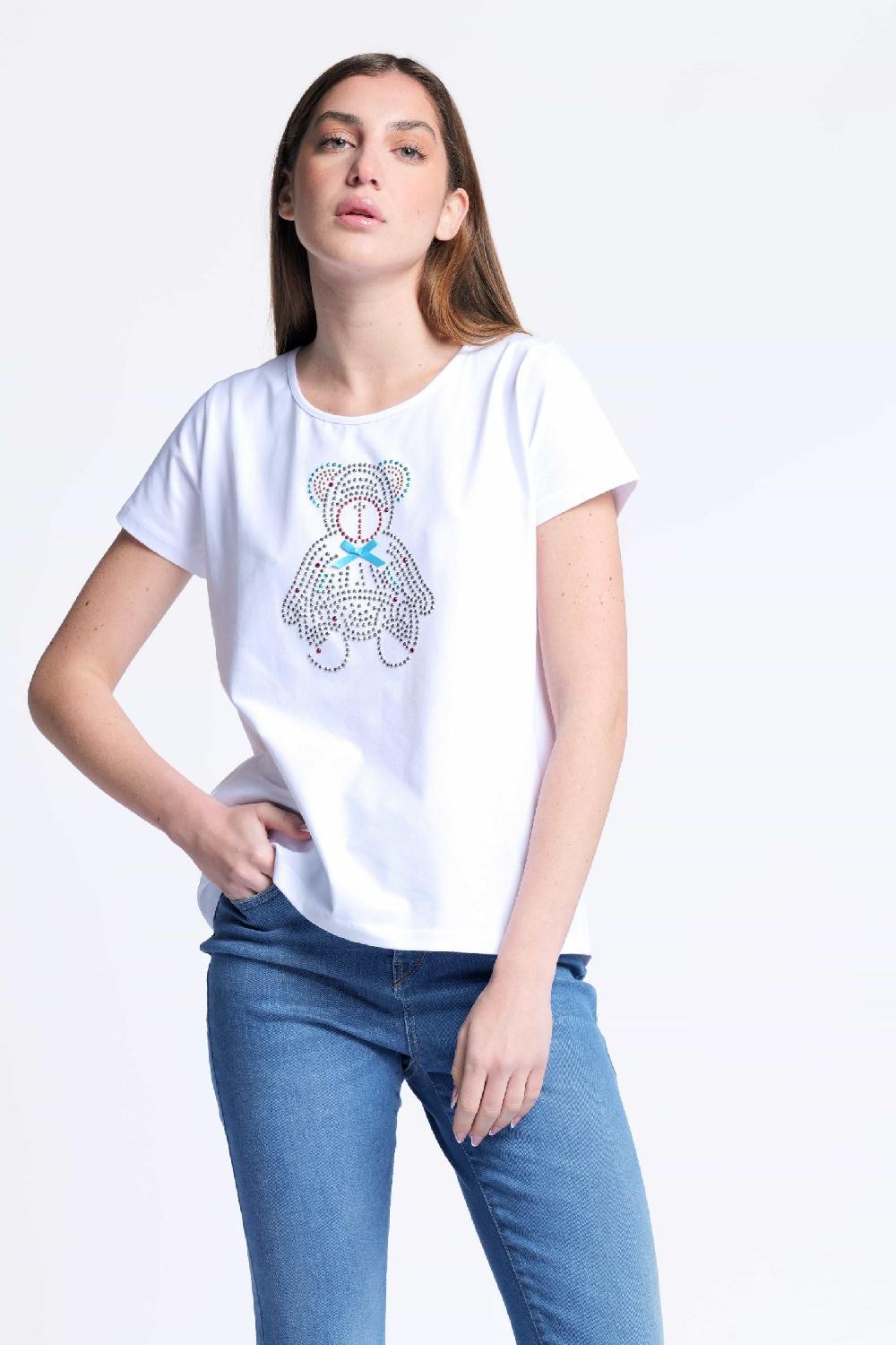 lolitas&l Camiseta blanca algodon escote collar osito strass Lolitas&L