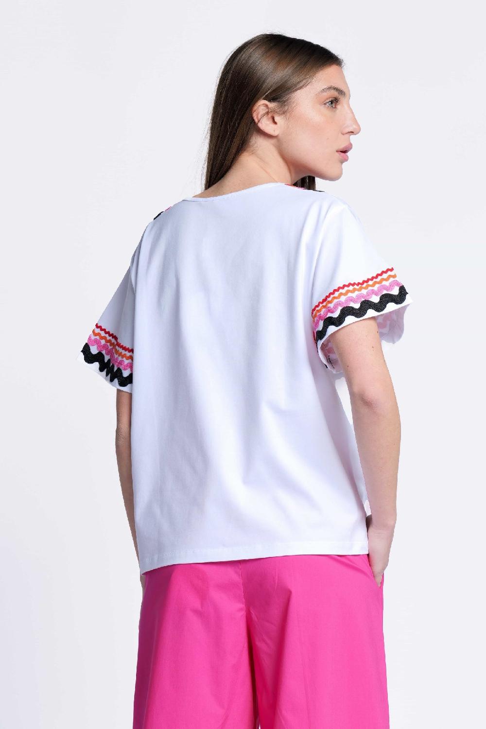 lolitas&l Camiseta blanca algodon adorno picunela en escote pico Lolitas&L Envío gratis