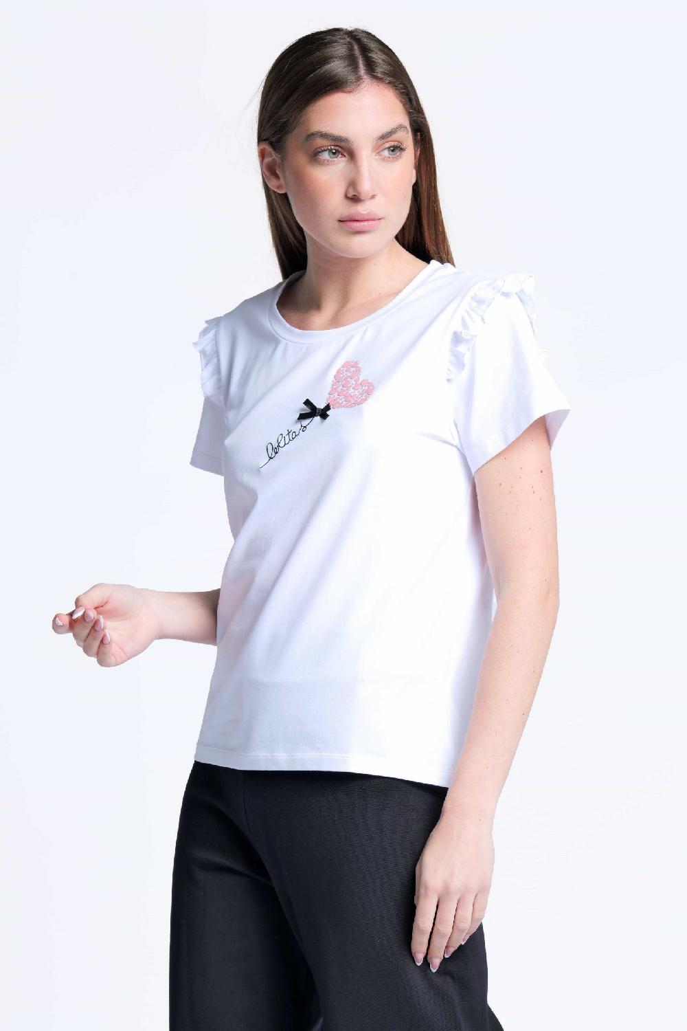 lolitas&l Camiseta blanca algodon bordado logo corazon Lolitas&L Últimos 3 días